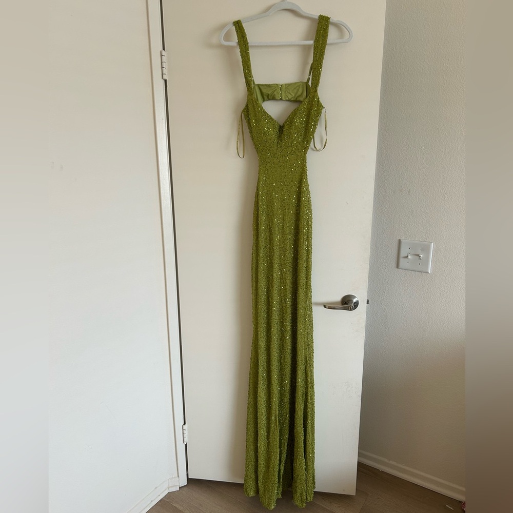 Fashion Nova LUXE Chartreuse Beaded Gown